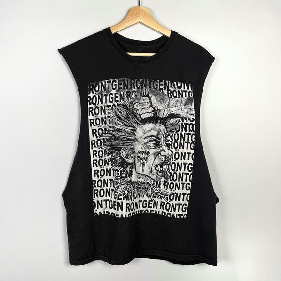 Rontgen Raw Punk Band Kopflos Chopped TShirt Cutoff Sleeveless Tank Tee Thrashed - Picture 1 of 16